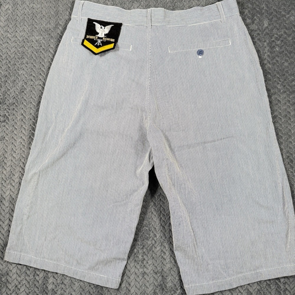 Robber‎ Barons Men's Seersucker Striped Cotton Shorts Size 34 Blue White Eagle